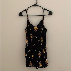 Black floral romper
